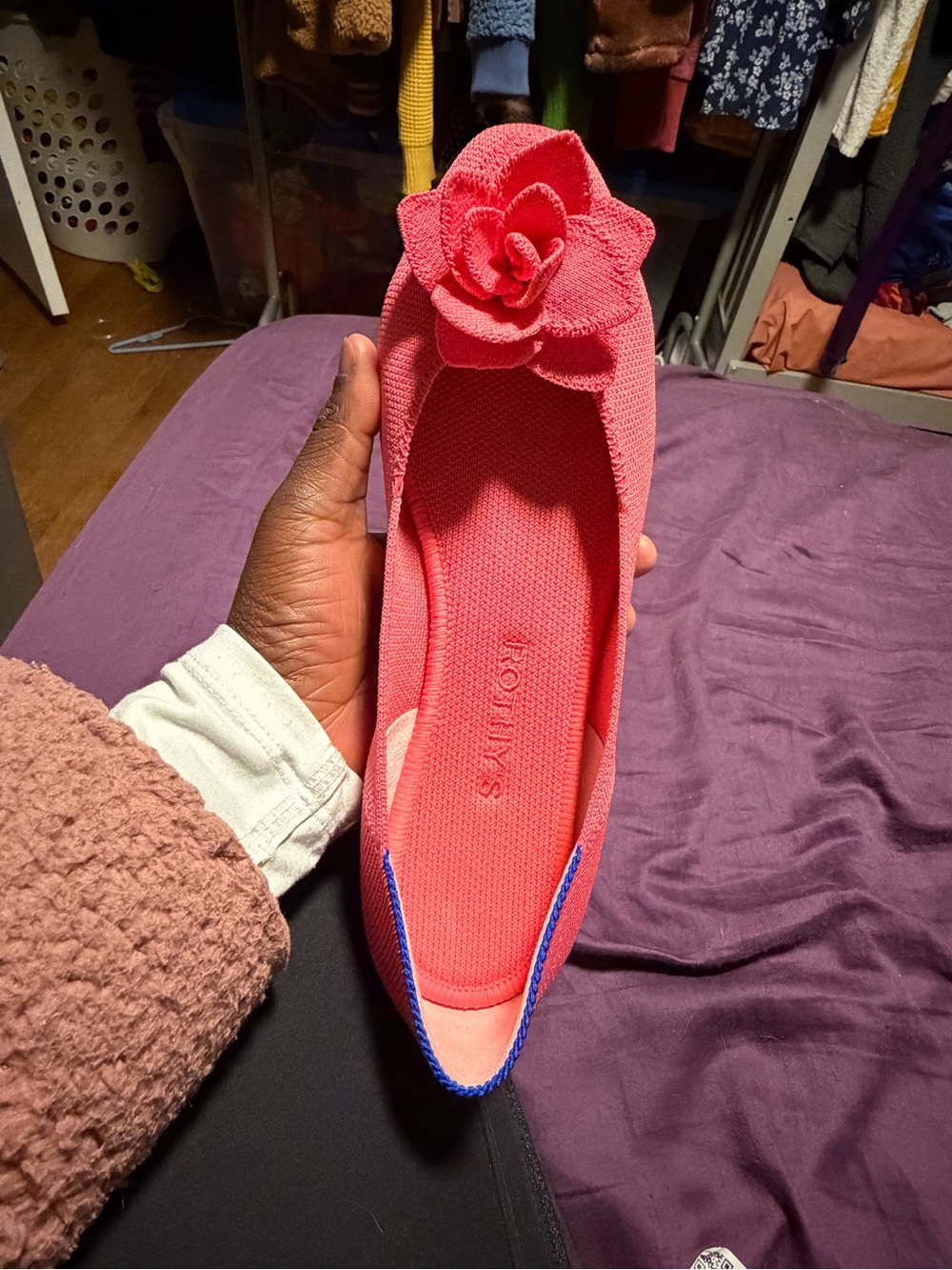 Rothy's Coral Knit Floral Appliqué Flats - Picture 6 of 7